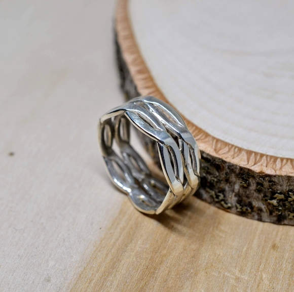 Handmade .925 Sterling Silver Braided Double Ring